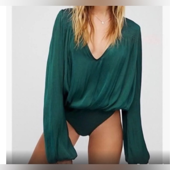 Free People Other - Free People Smockin & Rockin Green Bodysuit Small